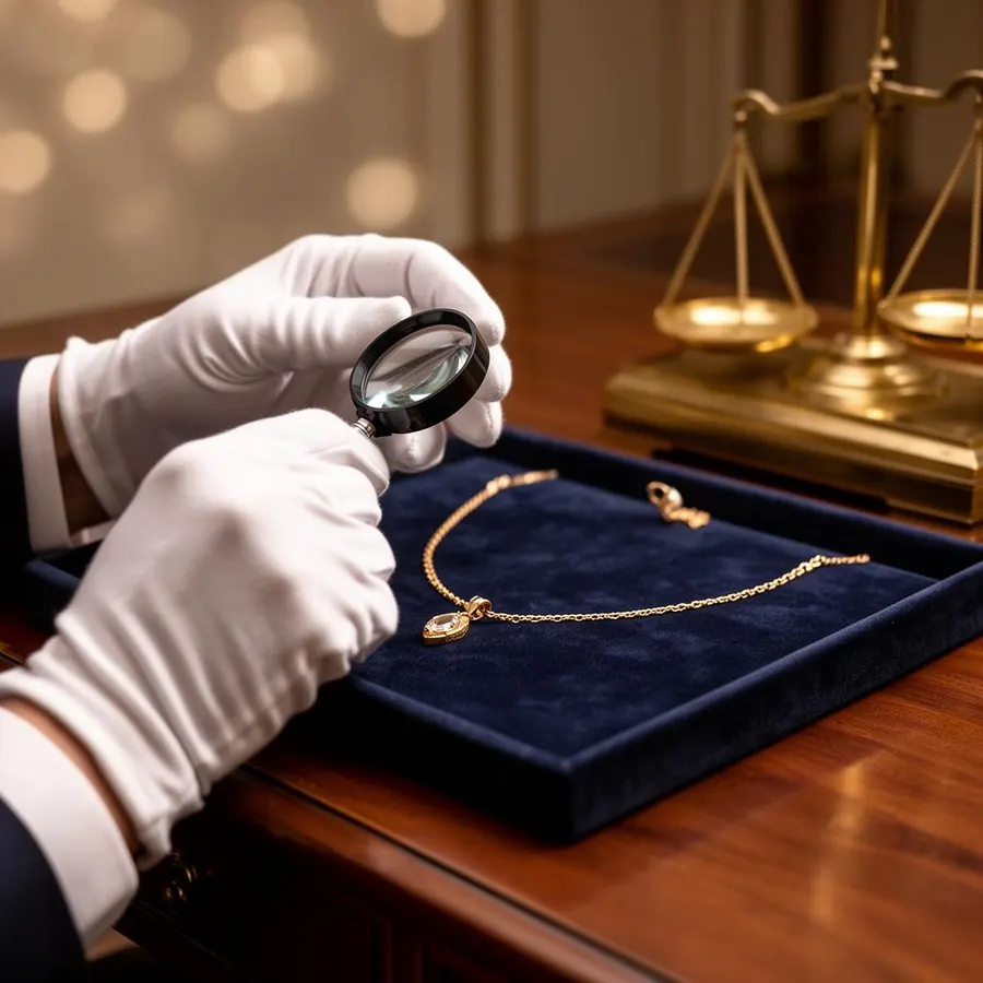 Expert taxeert gouden ketting met loep en weegschaal in Groningen